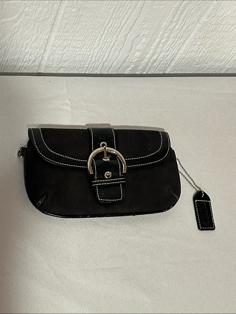 Coach Black Clutch with Silver-Tone Buckle